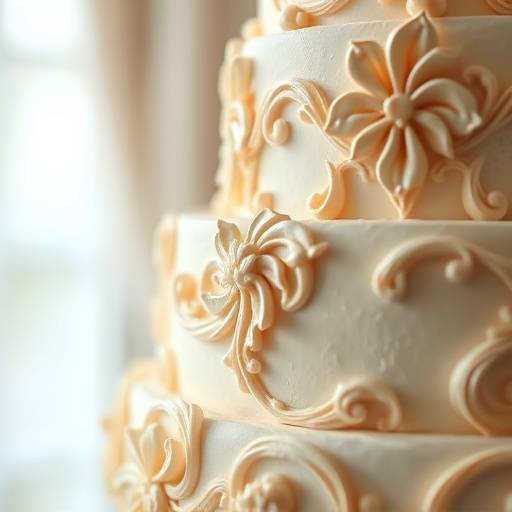 Close-up shot of a beautifully decorated wedding cake