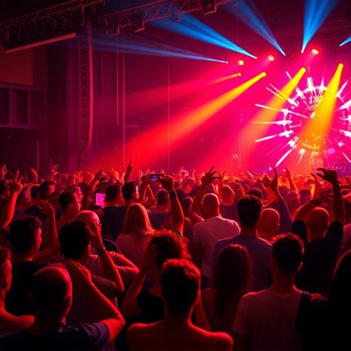 Dynamic photo of a crowd enjoying a live music event.